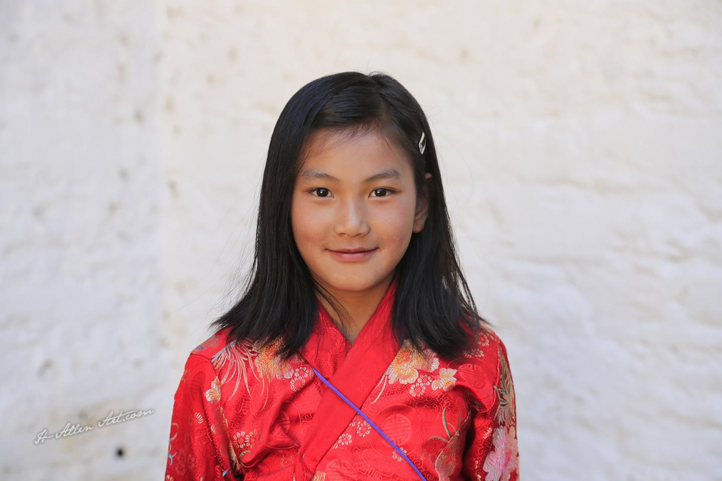 Red Sari Girl, Bumthang, Bhutan Red Sari Girl, Bumthang, Bhutan